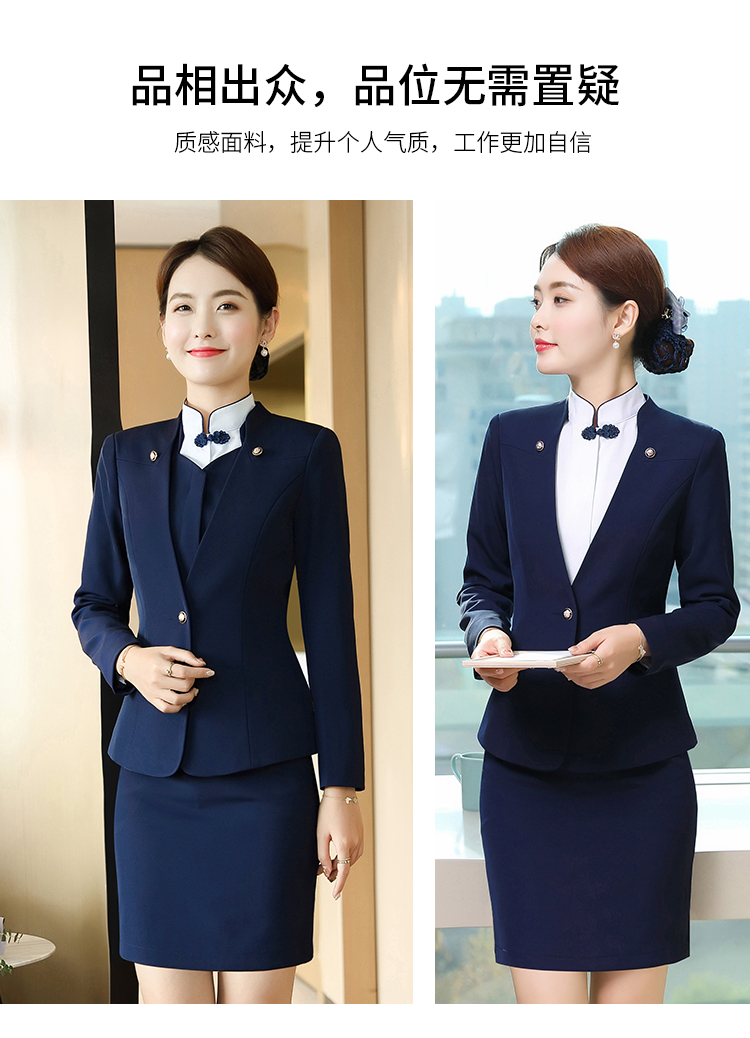 Commuter flight attendant one button V-neck long sleeve suit jacket for women DL1-8916 jacket