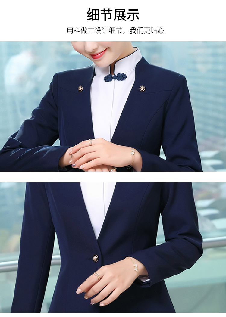 Commuter flight attendant one button V-neck long sleeve suit jacket for women DL1-8916 jacket