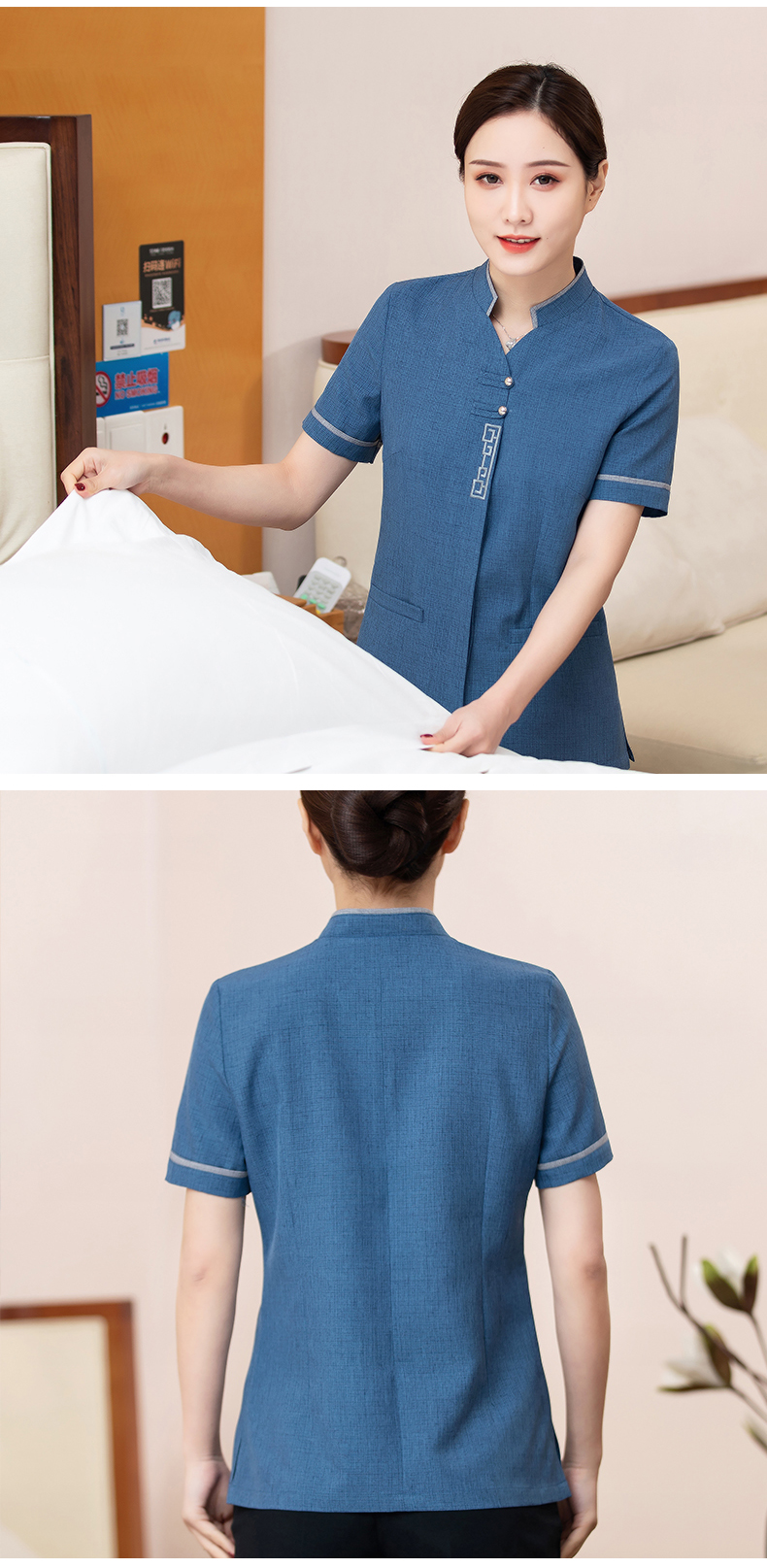 New palace short-sleeved cleaning clothes tops female models H10-2102 female