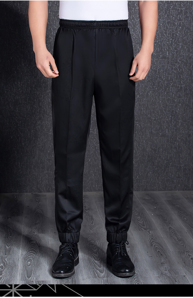 Polyester solid color elastic waistband work wear trousers H12-L059