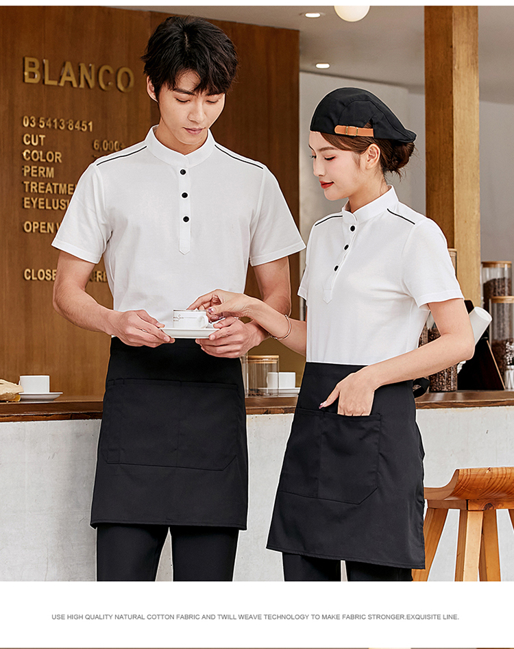 Stand collar T-shirt waiter work clothes top H02-22LY070-073