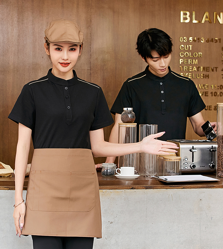 Stand collar T-shirt waiter work clothes top H02-22LY070-073