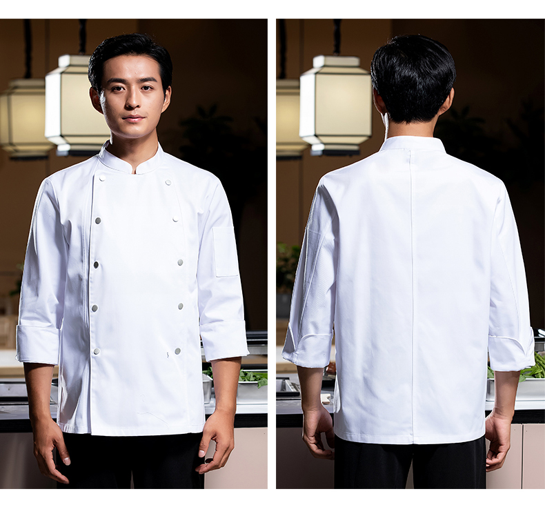 Hong Kong version double-breasted long-sleeved chef uniform H02-22606