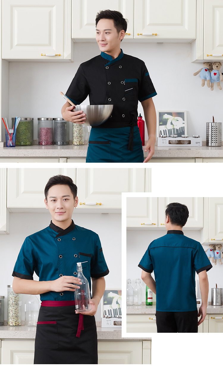 Full process polyester cotton thick yarn short sleeve chef uniform YZ03-2061 short top