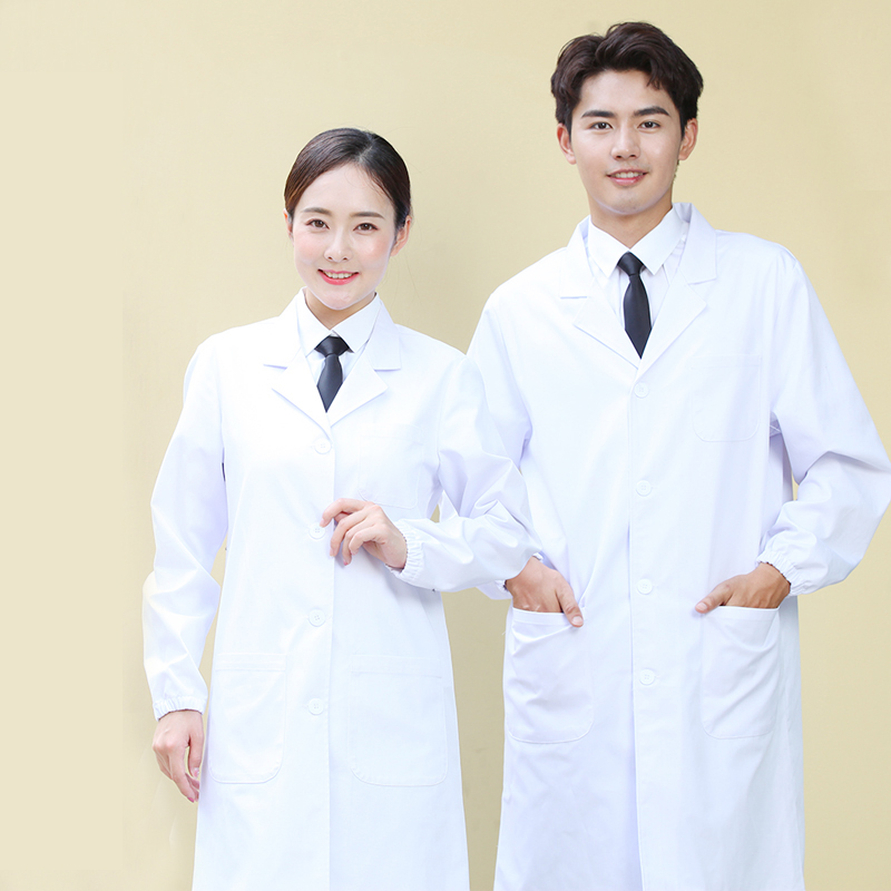 Laboratory elastic cuffs long sleeve white coat E01-CF011