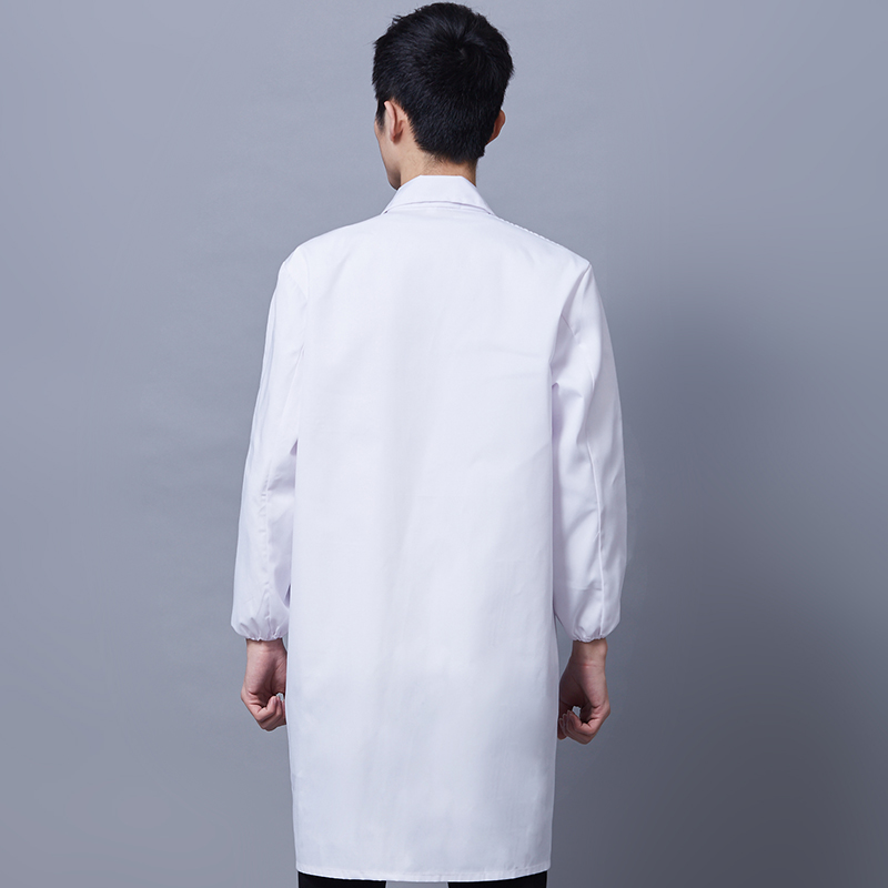 Laboratory elastic cuffs long sleeve white coat E01-CF011