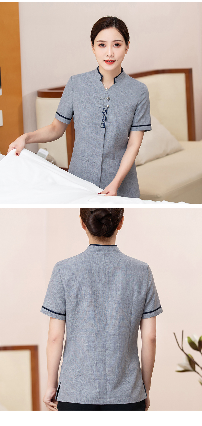 New palace short-sleeved cleaning clothes tops female models H10-2102 female