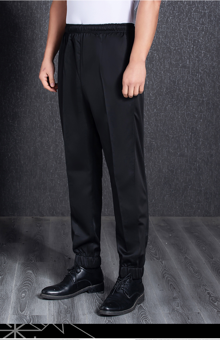 Polyester solid color elastic waistband work wear trousers H12-L059