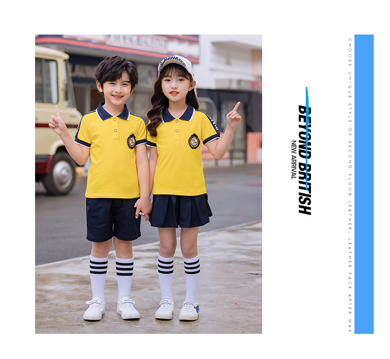 Sports style cotton pique primary and secondary school students school uniform shorts skirt suit 455-8173 pants skirt suit