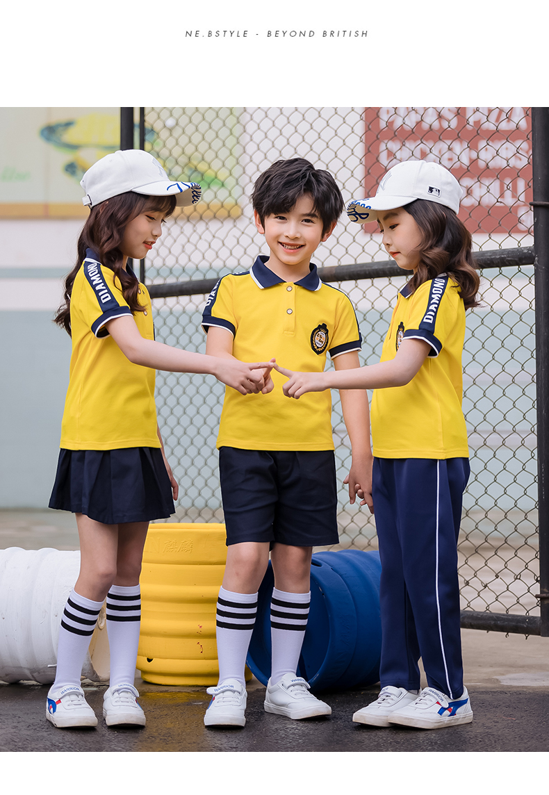 Sports style cotton pique primary and secondary school students school uniform shorts skirt suit 455-8173 pants skirt suit