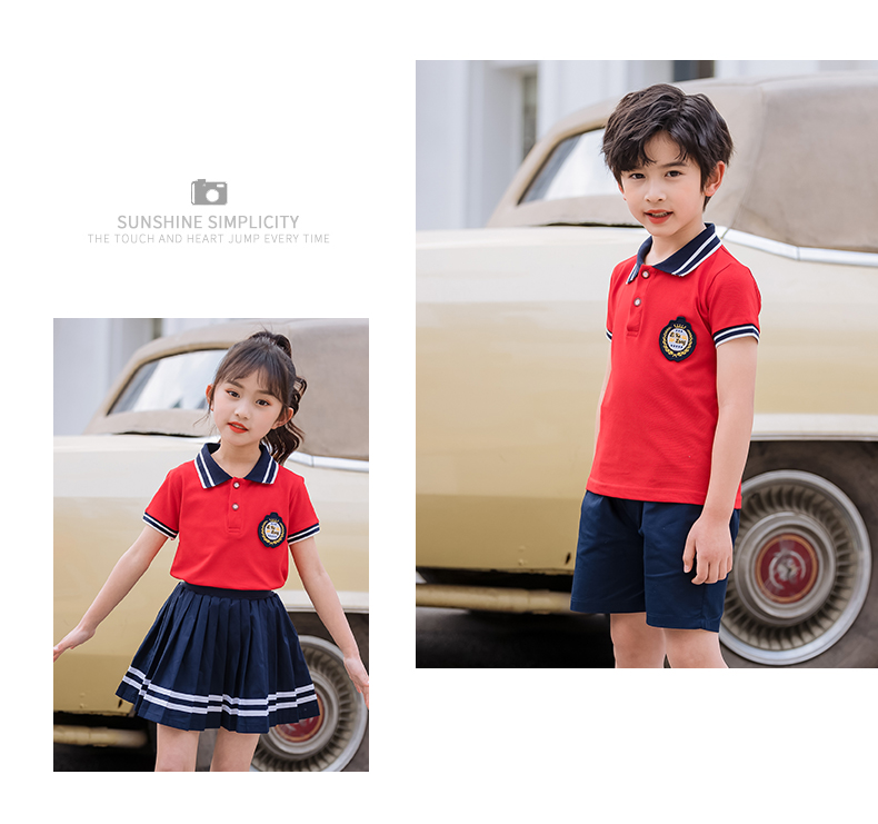 Sports style cotton cloth primary and secondary school students uniform suit 455-8177