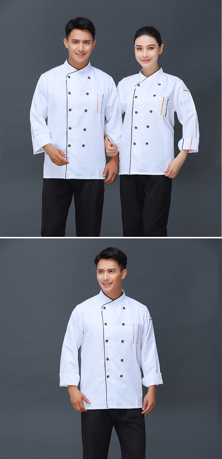 300g workwear double-breasted long-sleeved chef coat V01-77