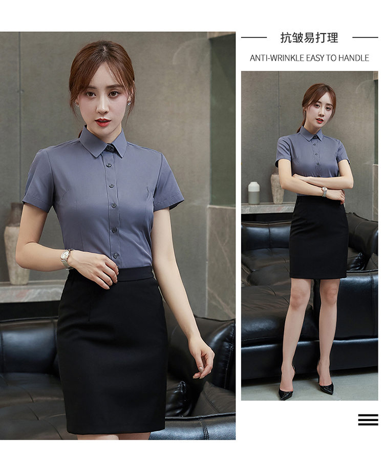 Business slim fit workplace commuting short-sleeved shirt 188-9268 women shirt short-sleeved