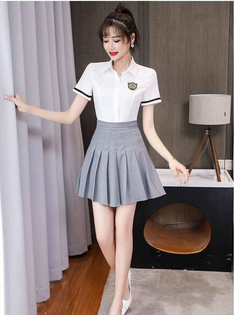 College style foot bath foot massage short-sleeved pleated skirt technician suit V02-1273