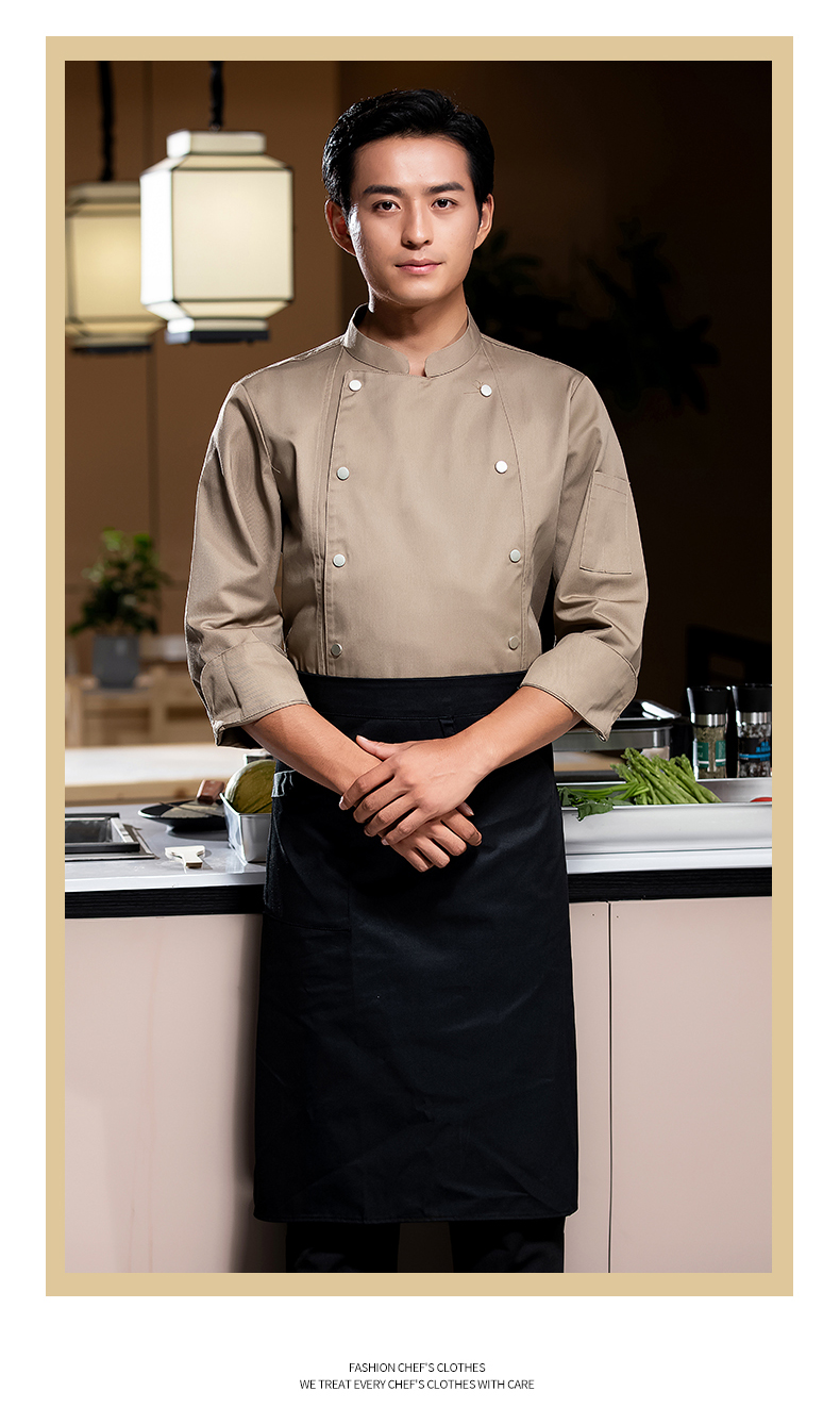 Hong Kong version double-breasted long-sleeved chef uniform H02-22606