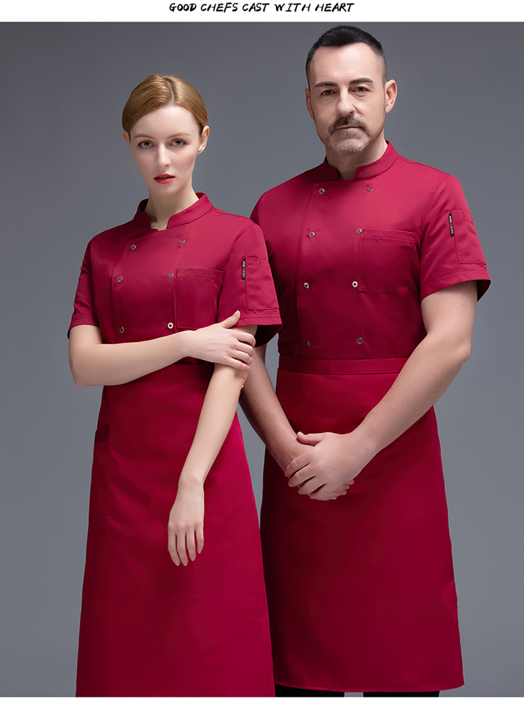 Gold spinning wool five-claw button short-sleeved chef uniform top H02-20F005-008