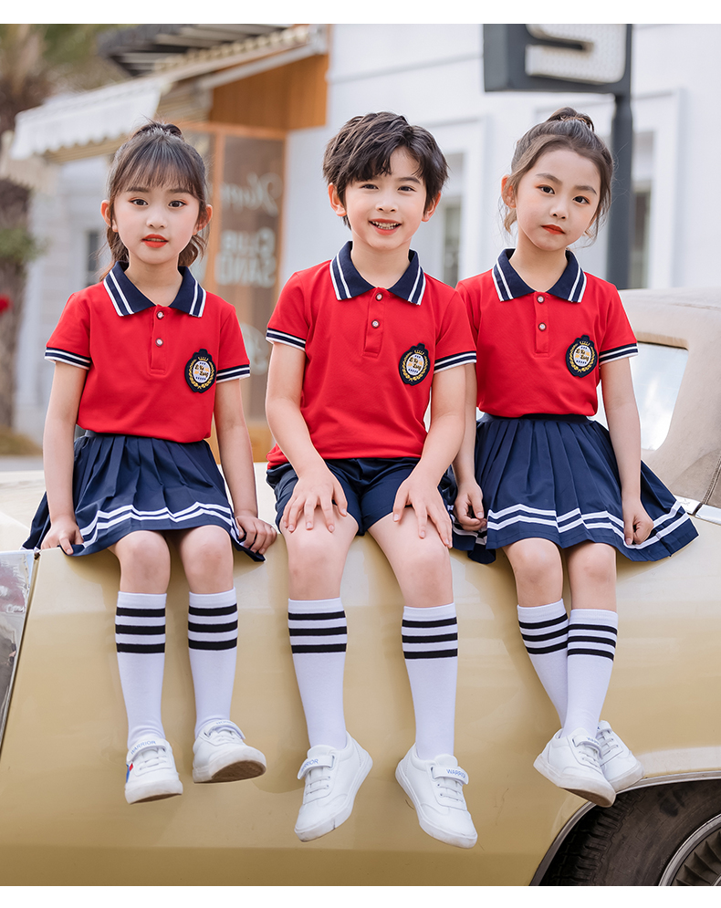 Sports style cotton cloth primary and secondary school students uniform suit 455-8177