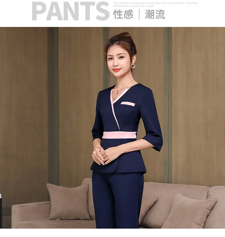 Beauty salon massage technician suit pants two-piece suit G25-2888 (mid-length sleeves)