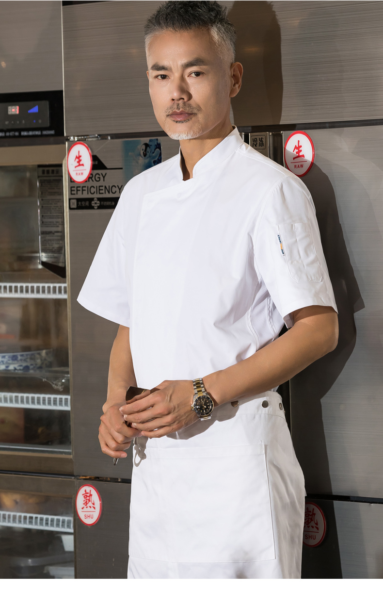 Super soft dark placket short sleeve hotel chef uniform top H01-22011