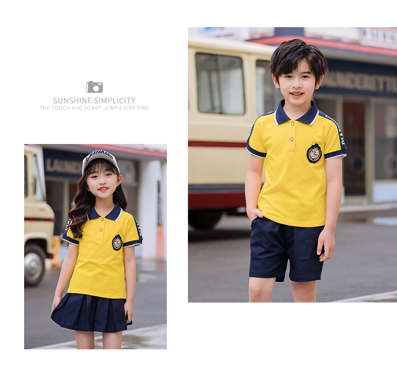 Sports style cotton pique primary and secondary school students school uniform shorts skirt suit 455-8173 pants skirt suit