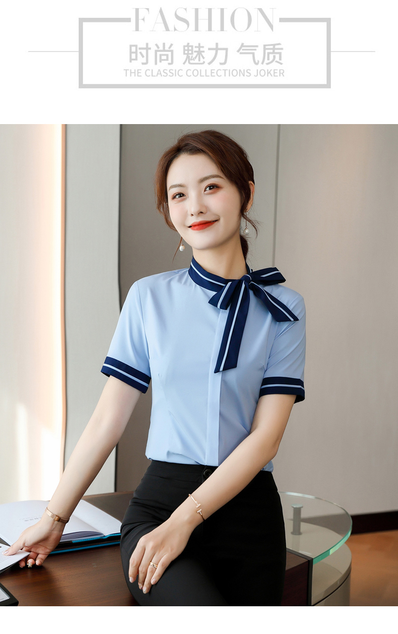 Professional temperament slightly elastic short-sleeved shirt for women 109-6211 short-sleeved shirt for women