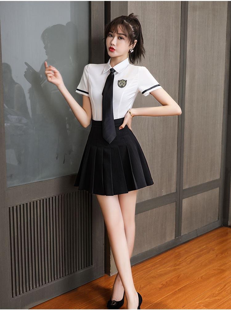 College style foot bath foot massage short-sleeved pleated skirt technician suit V02-1273