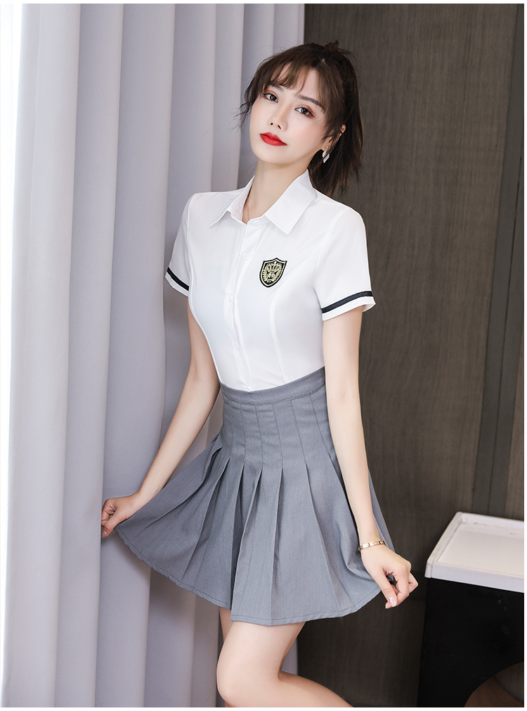 College style foot bath foot massage short-sleeved pleated skirt technician suit V02-1273