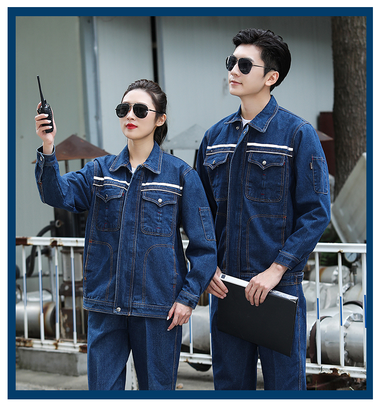 Double-layer thickened denim long-sleeved work suit B11-YL-6001