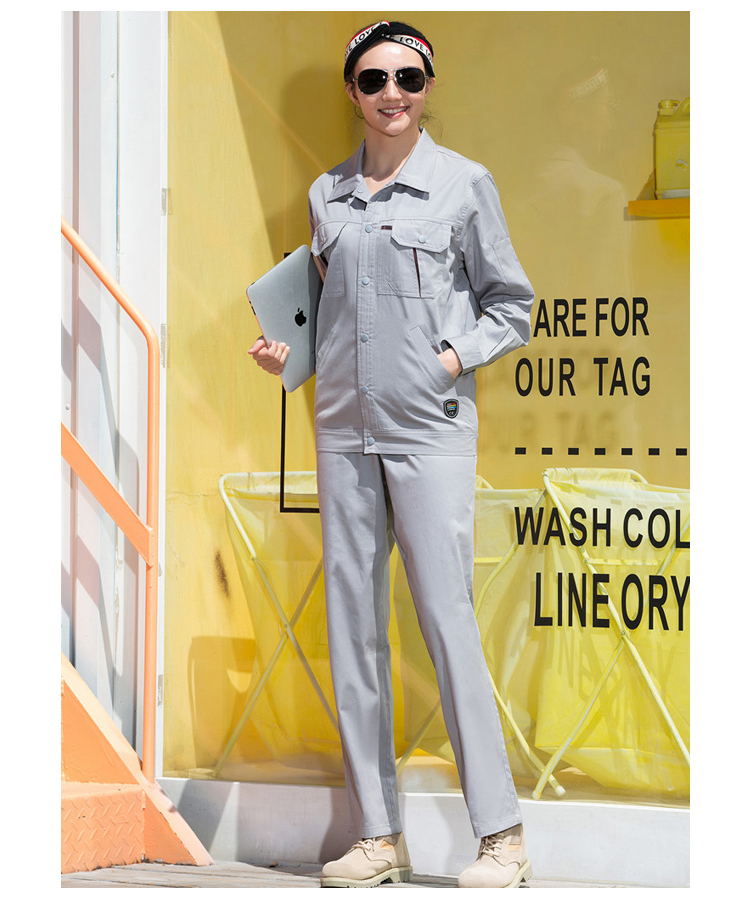 Cotton fine twill spring and summer long-sleeved workwear suit 167-202