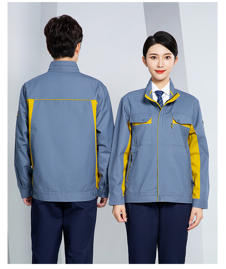 Polyester cotton wear-resistant long-sleeved work clothes top H28-009