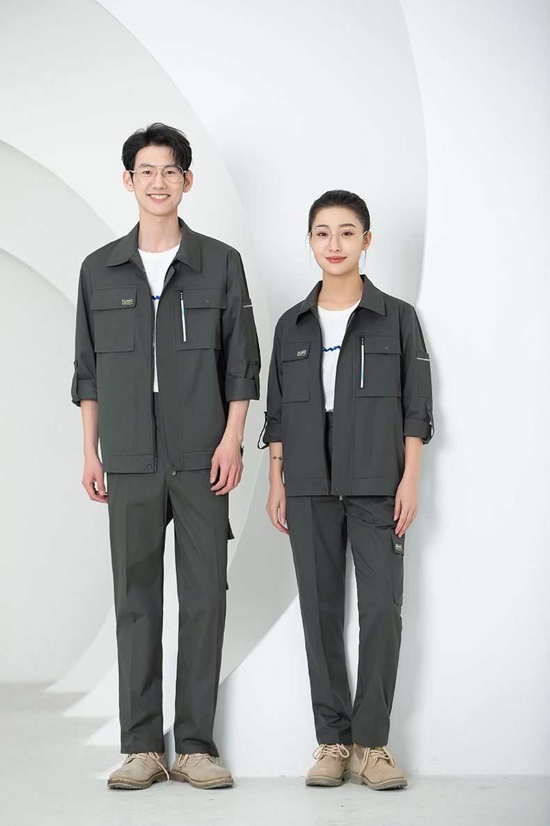 Full-process colorful small zipper polyester cotton long-sleeved workwear HBY-SL35-SL361 suit