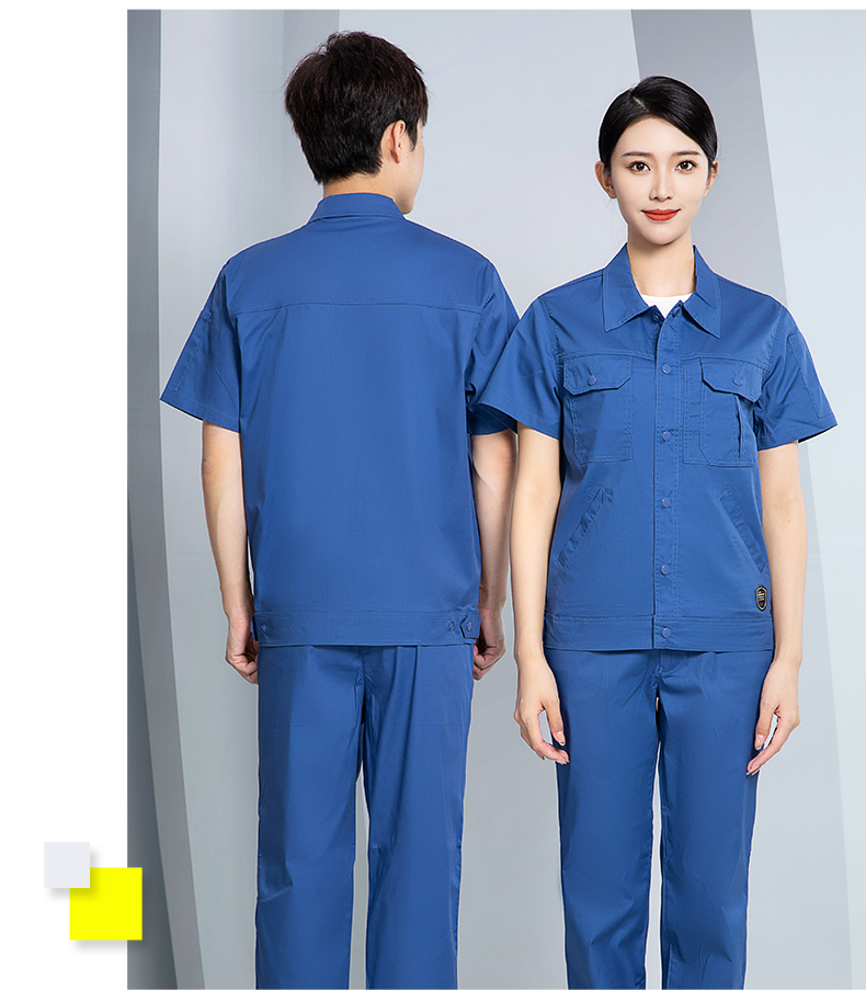 Breathable sweat-absorbent cotton short-sleeved work clothes suit H28-SYX7D