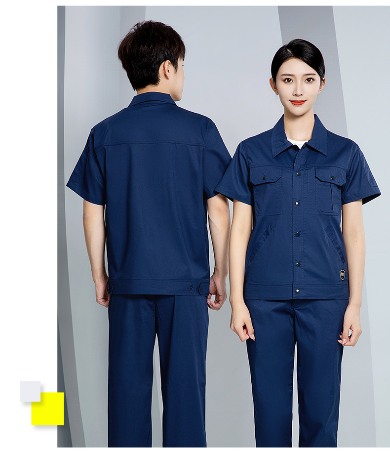 Breathable sweat-absorbent cotton short-sleeved work clothes suit H28-SYX7D