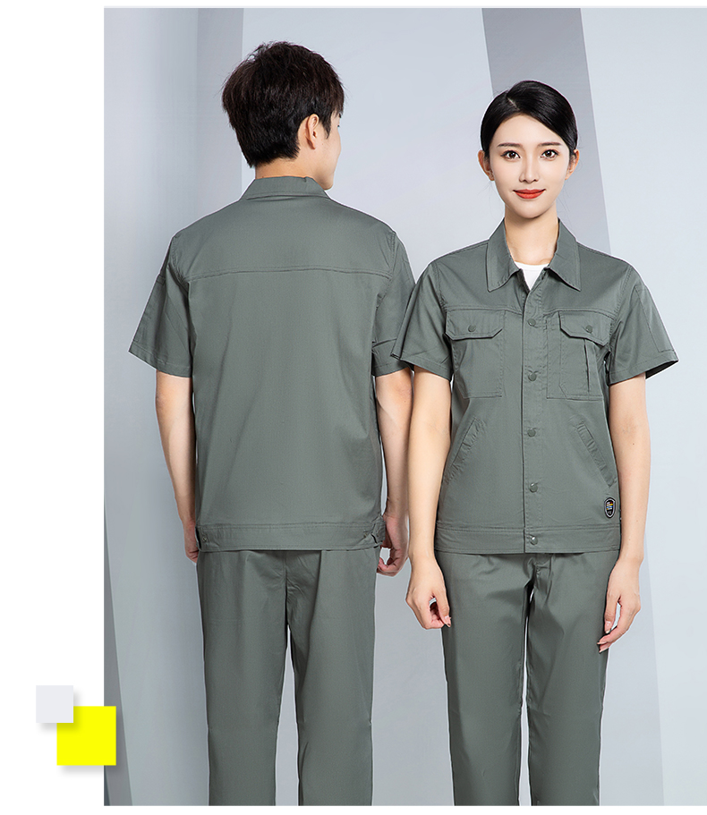 Breathable sweat-absorbent cotton short-sleeved work clothes suit H28-SYX7D