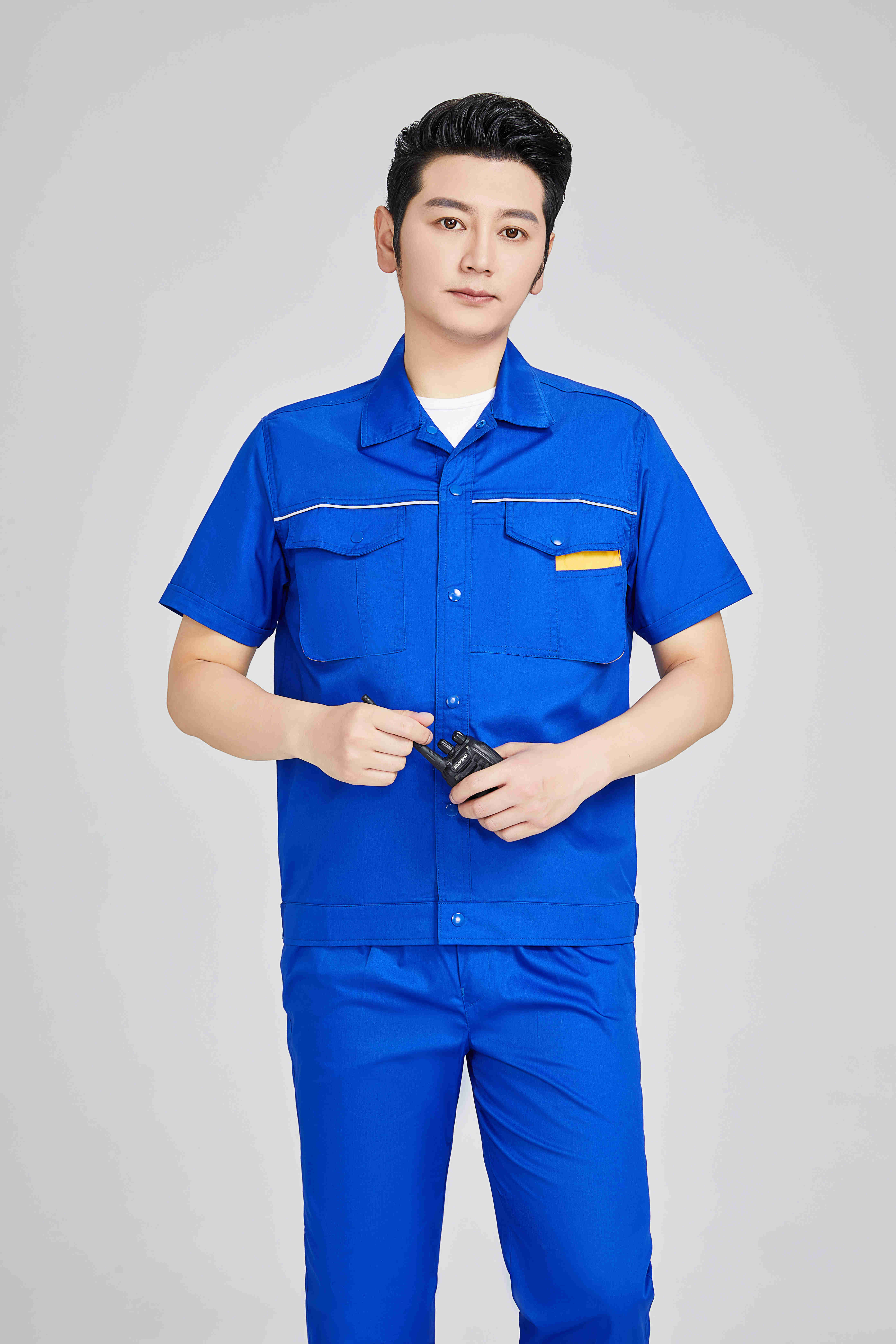 Polyester cotton fine twill summer short-sleeved workwear labor protection clothing 92-C7 suit