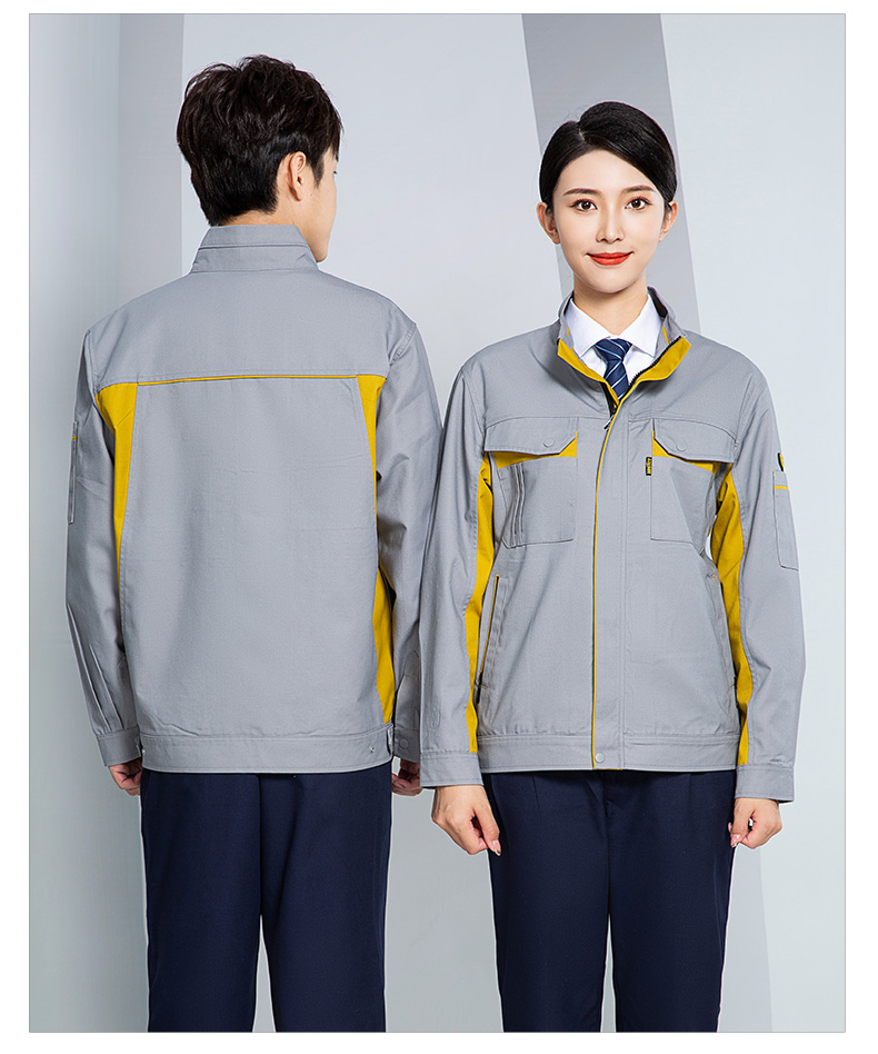 Polyester cotton wear-resistant long-sleeved work clothes top H28-009