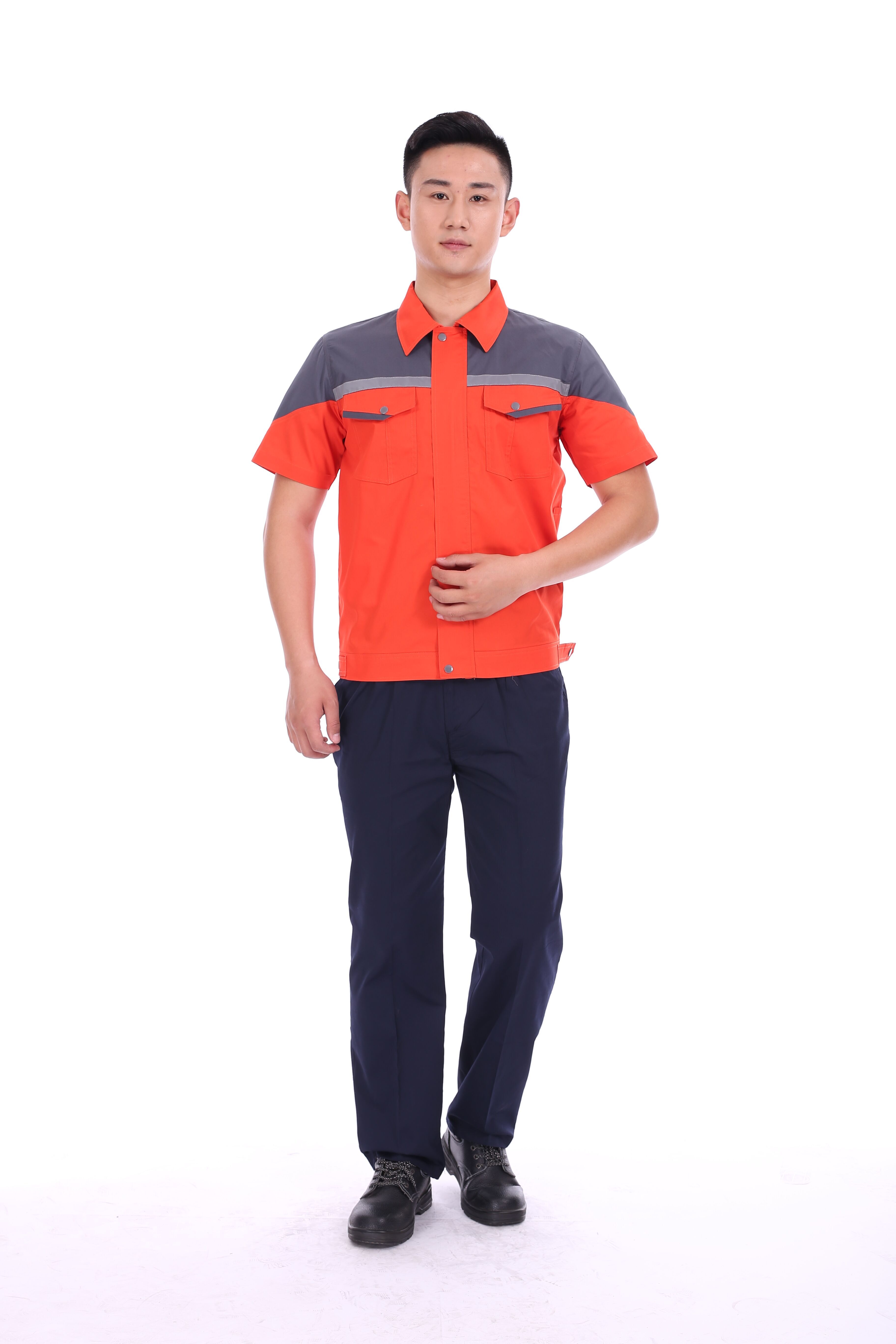 CVC fine twill summer short-sleeved work clothes suit J02-7701