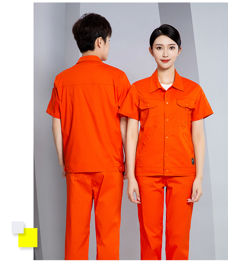 Breathable sweat-absorbent cotton short-sleeved work clothes suit H28-SYX7D