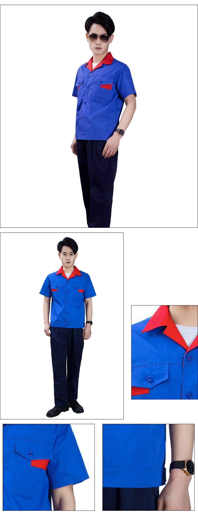 Full process polyester cotton fine twill short sleeve workwear suit Z03-8313