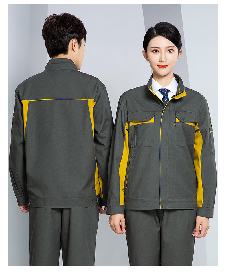 Polyester cotton wear-resistant long-sleeved work clothes top H28-009