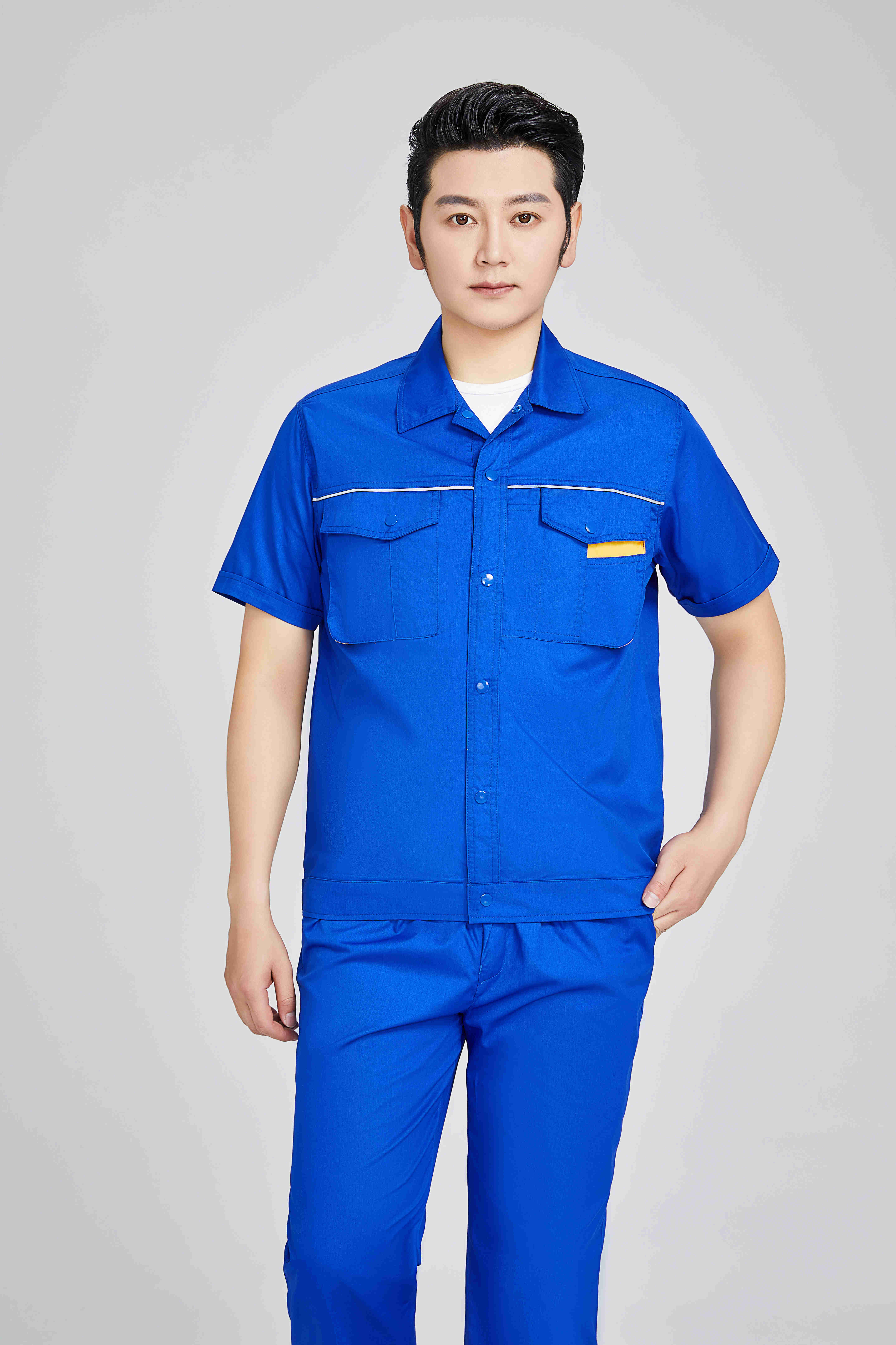 Polyester cotton fine twill summer short-sleeved workwear labor protection clothing 92-C7 suit