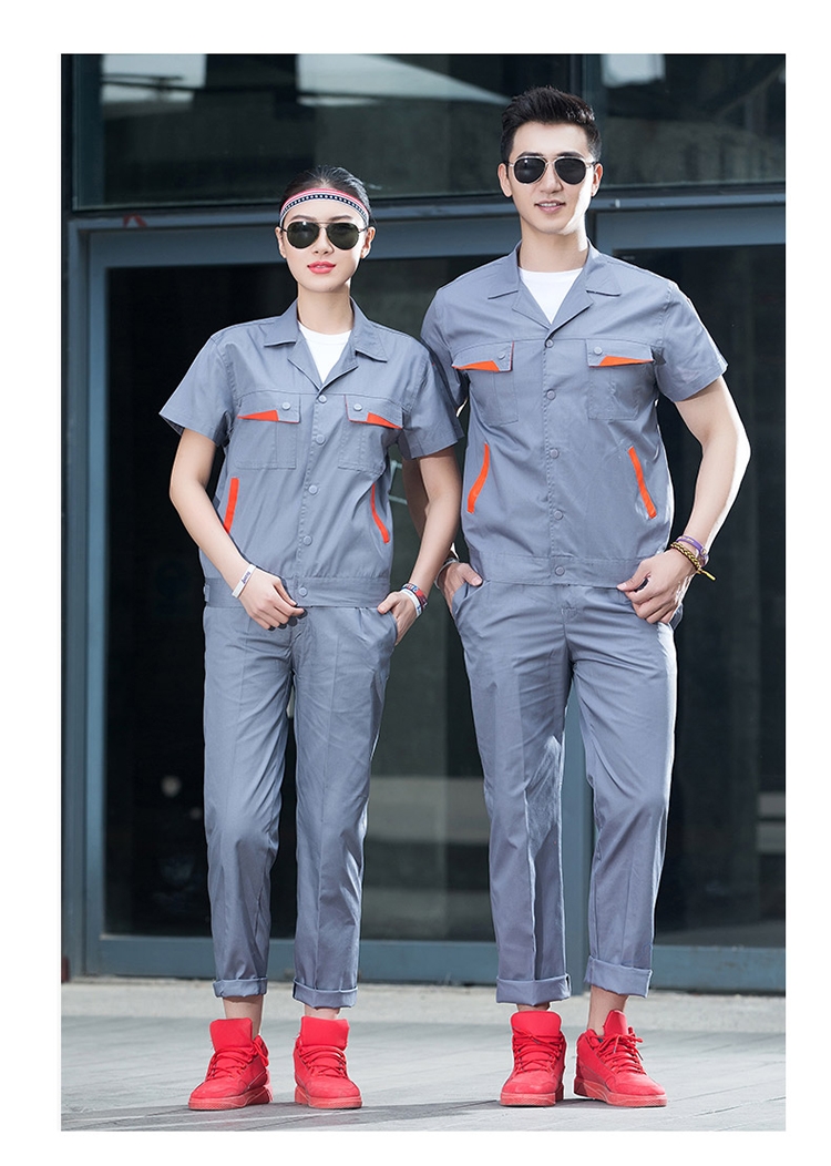 Full process polyester cotton breathable spring and summer button short-sleeved suit work clothes H06-6008 top