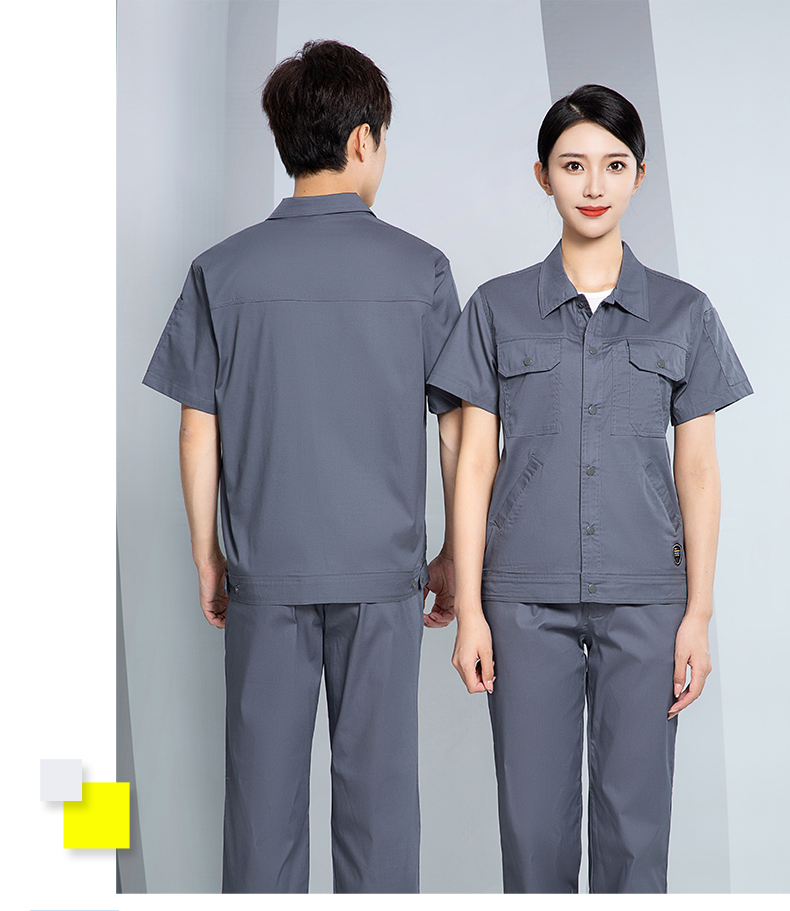 Breathable sweat-absorbent cotton short-sleeved work clothes suit H28-SYX7D