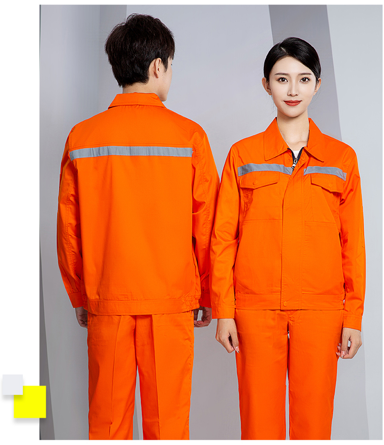 Reflective strip summer short-sleeved work clothes H28-X003 long-sleeved suit