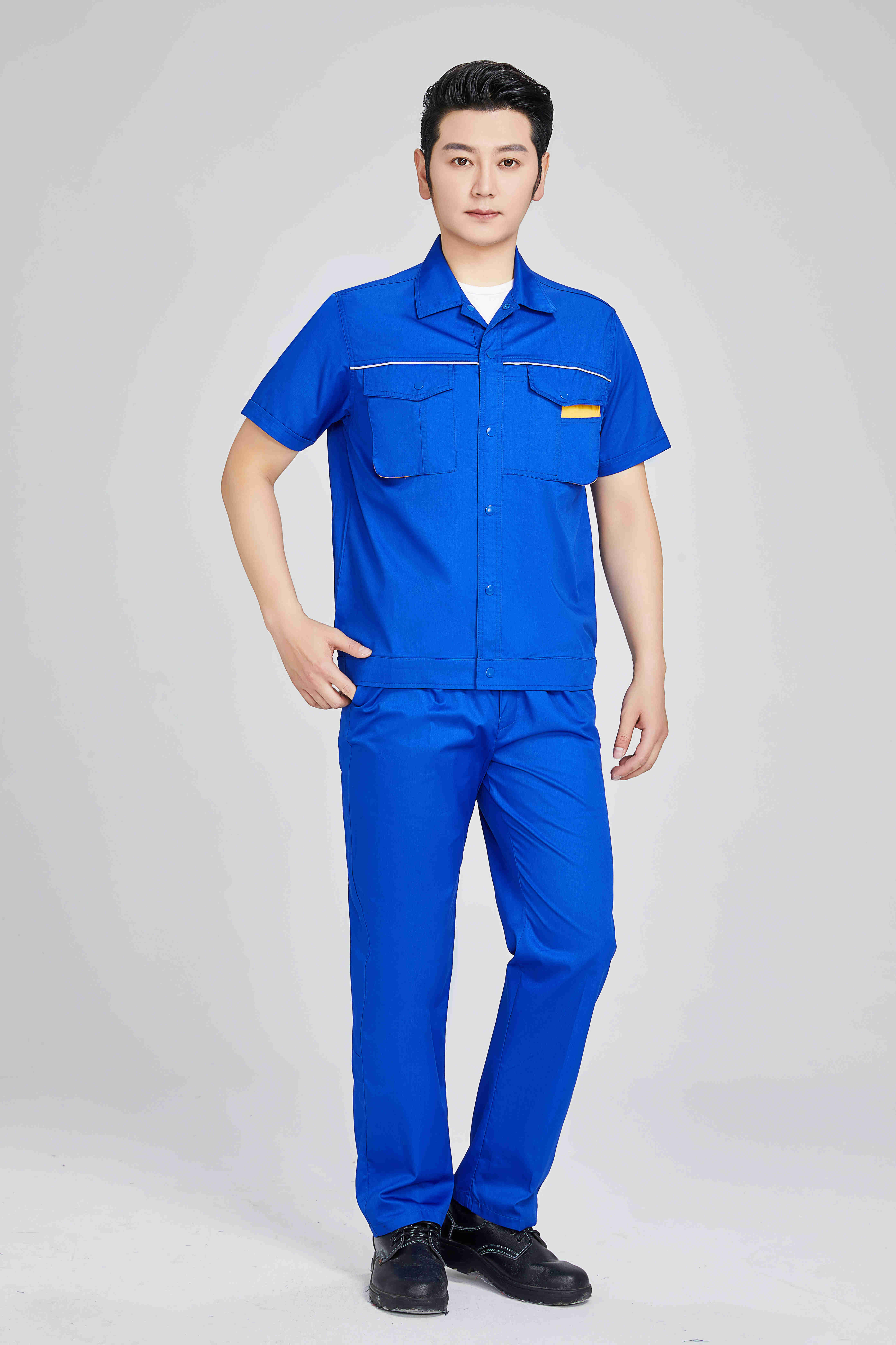 Polyester cotton fine twill summer short-sleeved workwear labor protection clothing 92-C7 suit