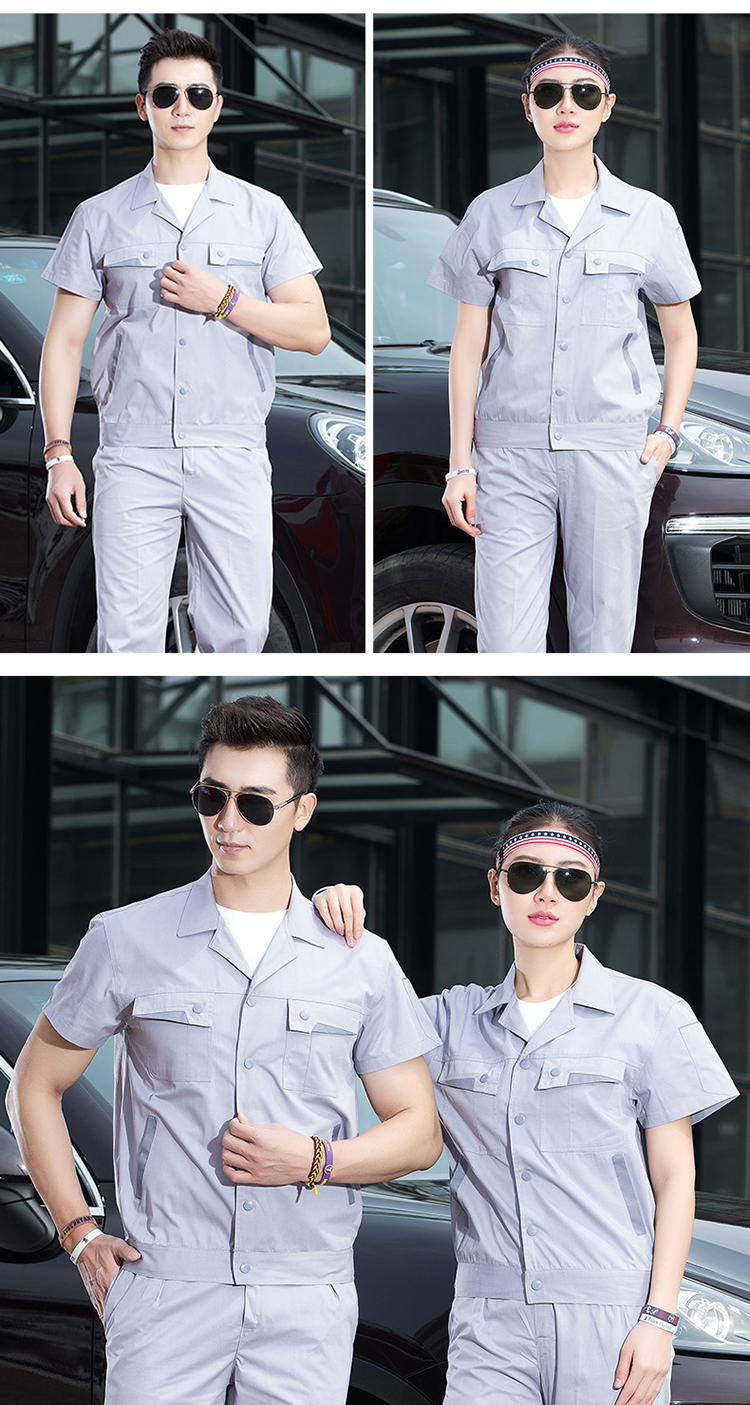 Full process polyester cotton breathable spring and summer button short-sleeved suit work clothes H06-6008 top