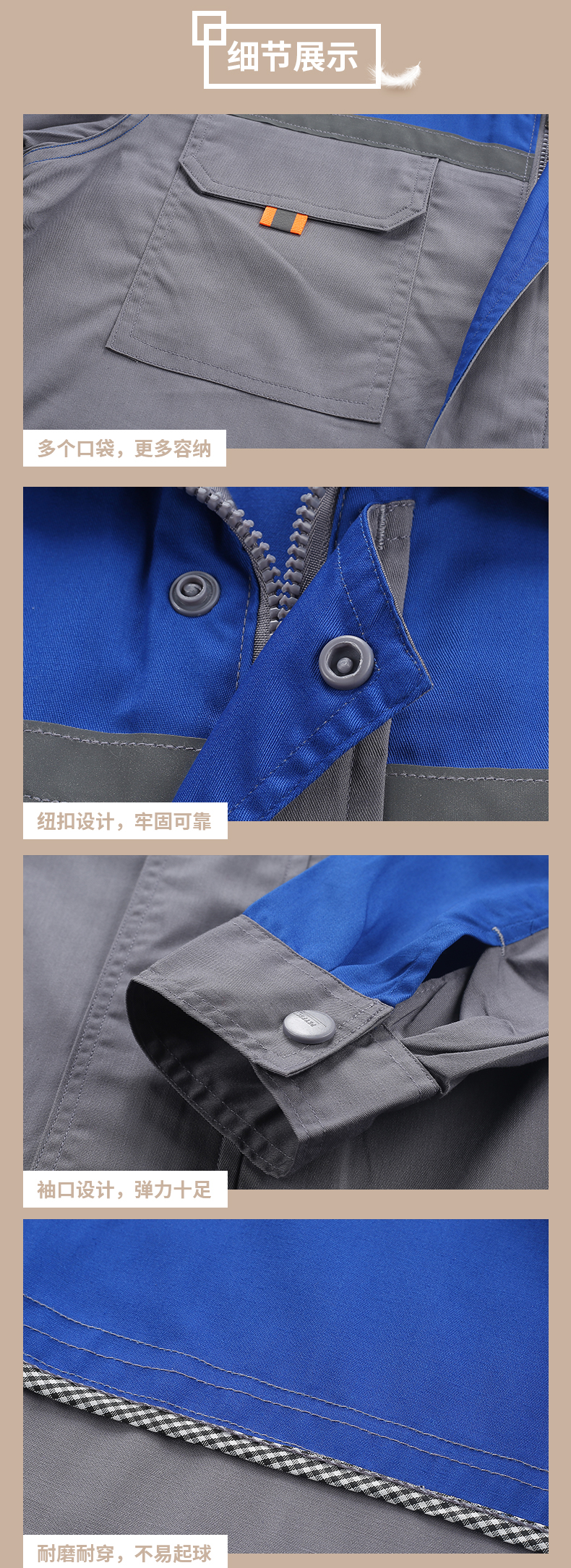 Full process polyester cotton fine twill long sleeve workwear suit HBY-SL1001-1005 suit