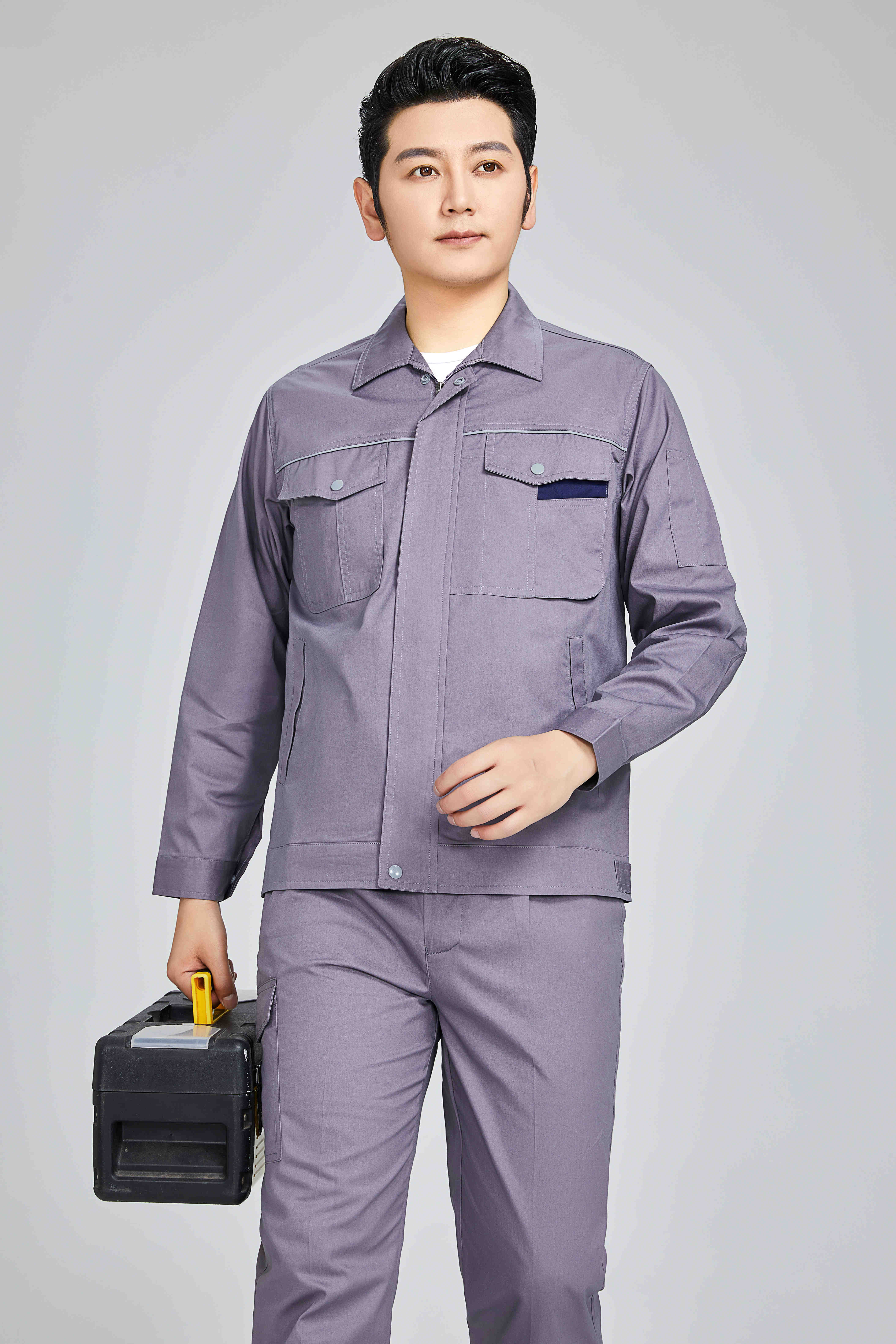 Comfortable cotton fine twill spring and summer long-sleeved workwear labor protection clothing tops 91-F03 tops