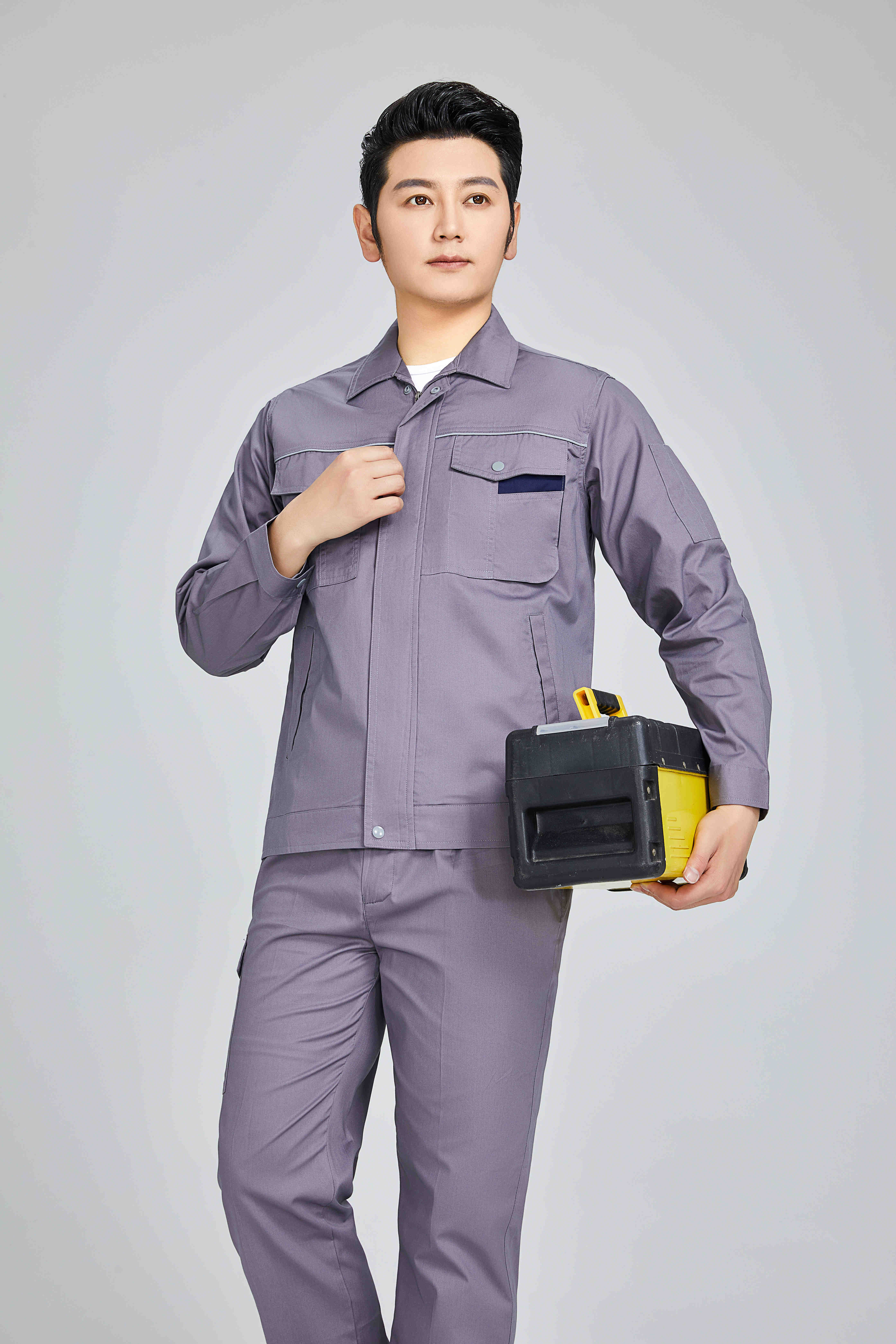 Comfortable cotton fine twill spring and summer long-sleeved workwear labor protection clothing tops 91-F03 tops