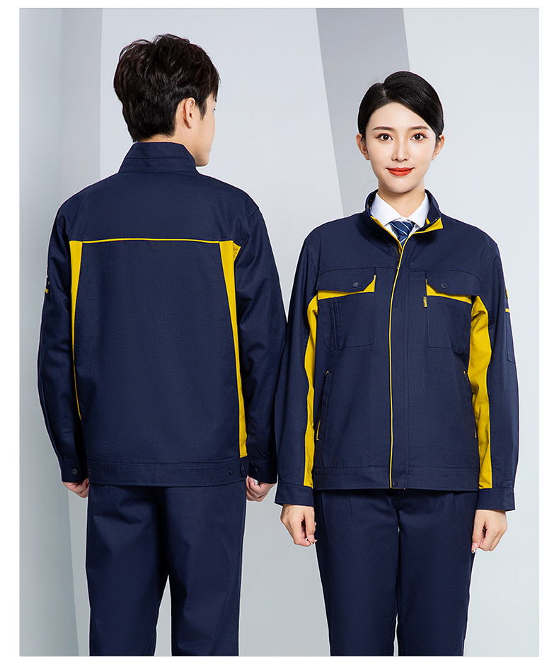 Polyester cotton wear-resistant long-sleeved work clothes top H28-009